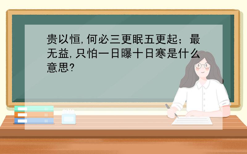 贵以恒,何必三更眠五更起；最无益,只怕一日曝十日寒是什么意思?