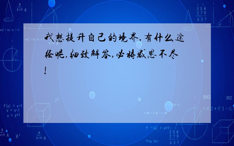 我想提升自己的境界,有什么途径呢.细致解答,必将感恩不尽!