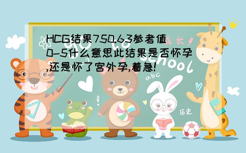 HCG结果750.63参考值0-5什么意思此结果是否怀孕,还是怀了宫外孕,着急!