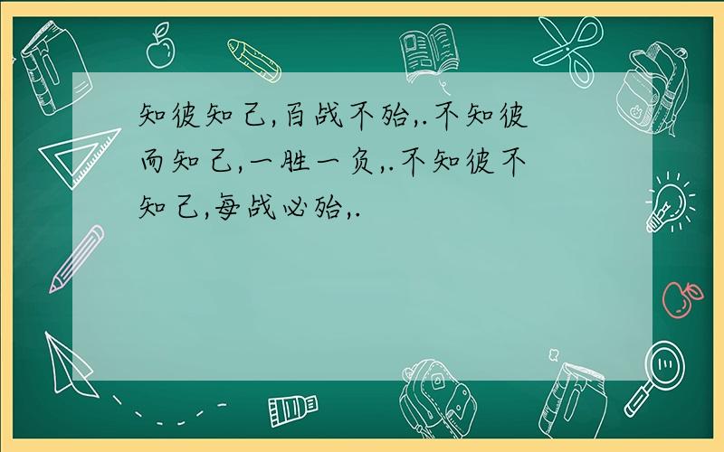 知彼知己,百战不殆,.不知彼而知己,一胜一负,.不知彼不知己,每战必殆,.