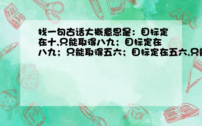 找一句古话大概意思是：目标定在十,只能取得八九；目标定在八九；只能取得五六；目标定在五六,只能取得二三.