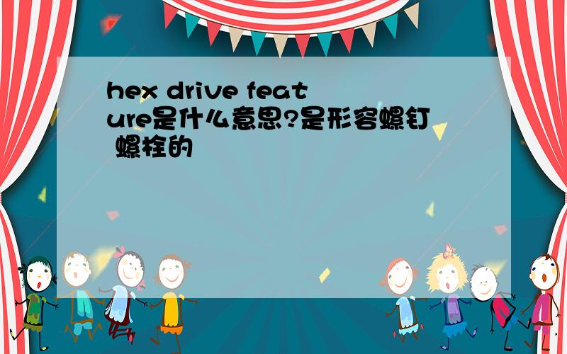 hex drive feature是什么意思?是形容螺钉 螺栓的