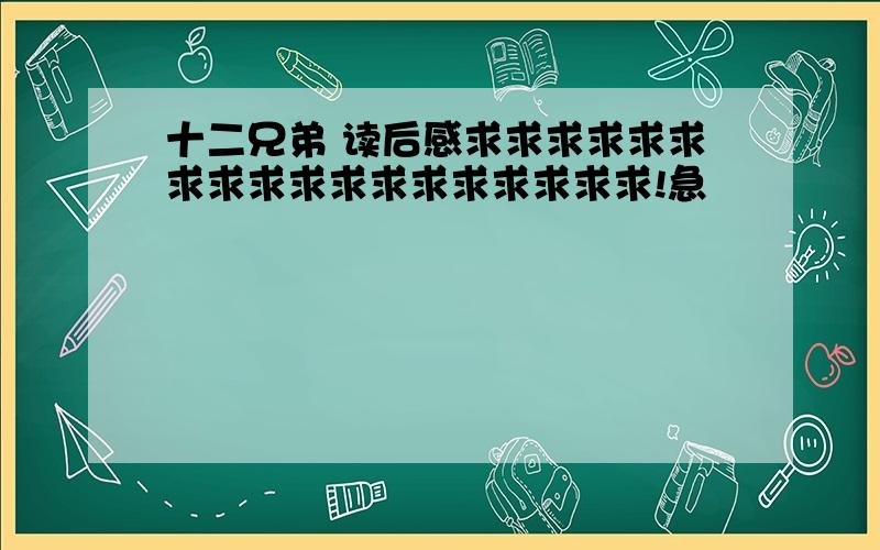 十二兄弟 读后感求求求求求求求求求求求求求求求求求求!急