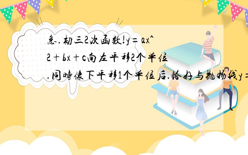 急.初三2次函数!y=ax^2+bx+c向左平移2个单位.同时像下平移1个单位后.恰好与抛物线y=2x^2+4x+1重合.求a,b,c要过程