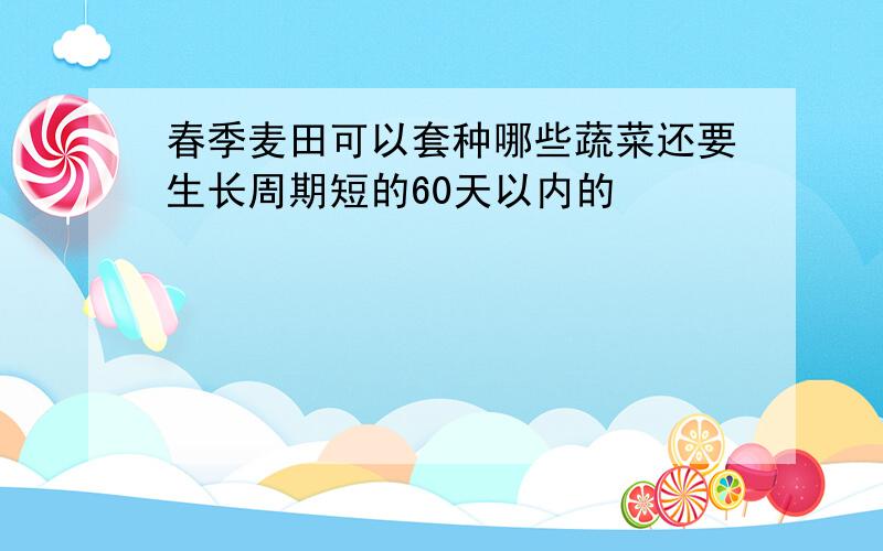 春季麦田可以套种哪些蔬菜还要生长周期短的60天以内的