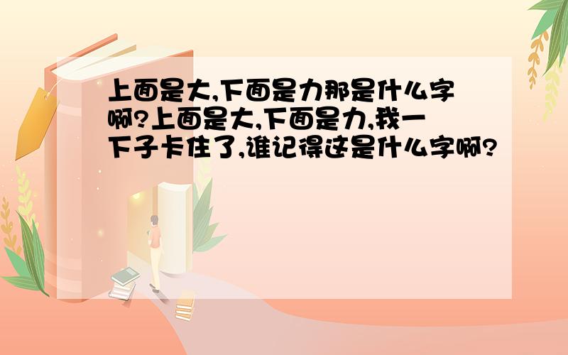 上面是大,下面是力那是什么字啊?上面是大,下面是力,我一下子卡住了,谁记得这是什么字啊?