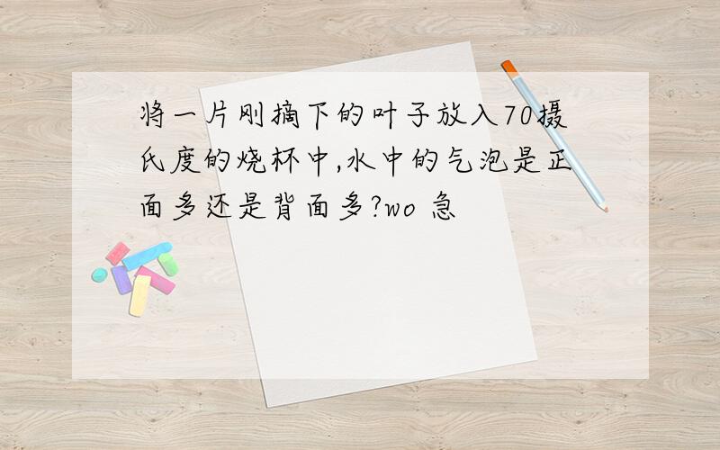 将一片刚摘下的叶子放入70摄氏度的烧杯中,水中的气泡是正面多还是背面多?wo 急