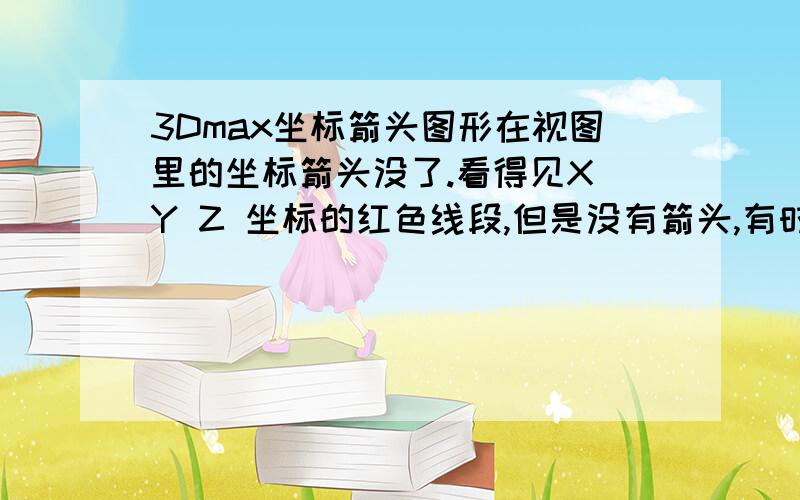 3Dmax坐标箭头图形在视图里的坐标箭头没了.看得见X Y Z 坐标的红色线段,但是没有箭头,有时候要拖拽重叠图形或线段的时候很不方便.我也是用着用着就没了,肯定是按到什么键了.请大大指教.