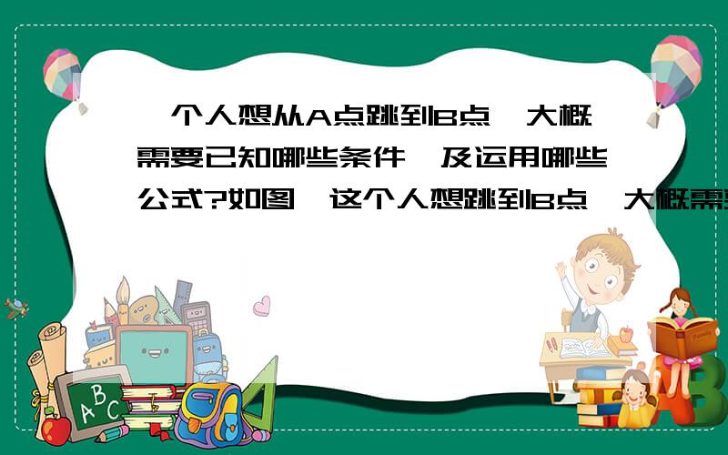 一个人想从A点跳到B点,大概需要已知哪些条件,及运用哪些公式?如图,这个人想跳到B点,大概需要哪些已知条件及运用到哪些公式?