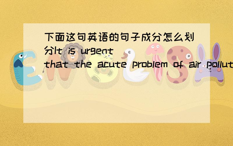 下面这句英语的句子成分怎么划分It is urgent that the acute problem of air pollution in the city be solved.It 是形式主语,从句才是真正的主语吗?那整个句子属于什么结构呢?谓语和宾语是什么?