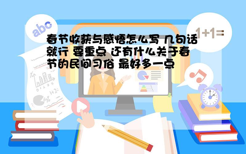 春节收获与感悟怎么写 几句话就行 要重点 还有什么关于春节的民间习俗 最好多一点