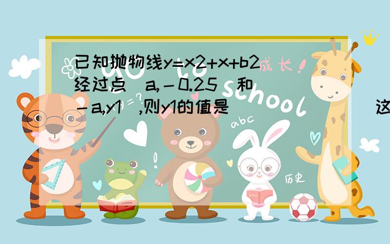 已知抛物线y=x2+x+b2经过点（a,－0.25）和（－a,y1）,则y1的值是_______．这个问题有难度哦，期待高手解答