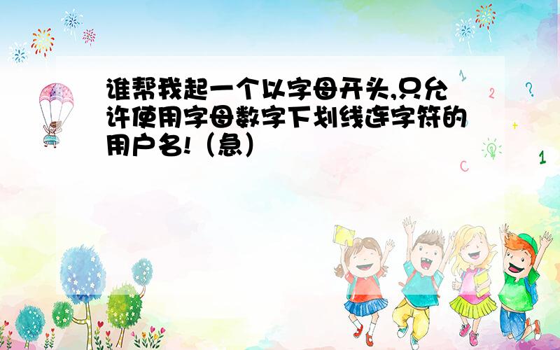 谁帮我起一个以字母开头,只允许使用字母数字下划线连字符的用户名!（急）