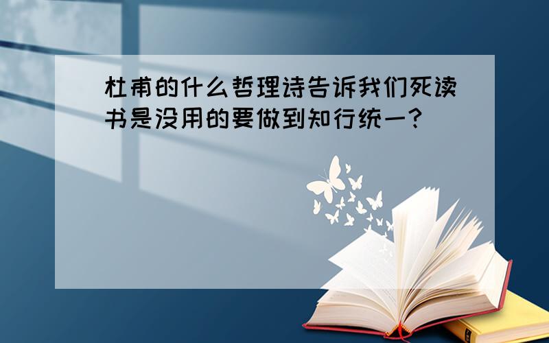 杜甫的什么哲理诗告诉我们死读书是没用的要做到知行统一?