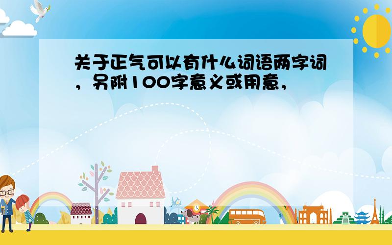 关于正气可以有什么词语两字词，另附100字意义或用意，