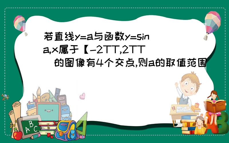 若直线y=a与函数y=sina,x属于【-2TT,2TT)的图像有4个交点,则a的取值范围