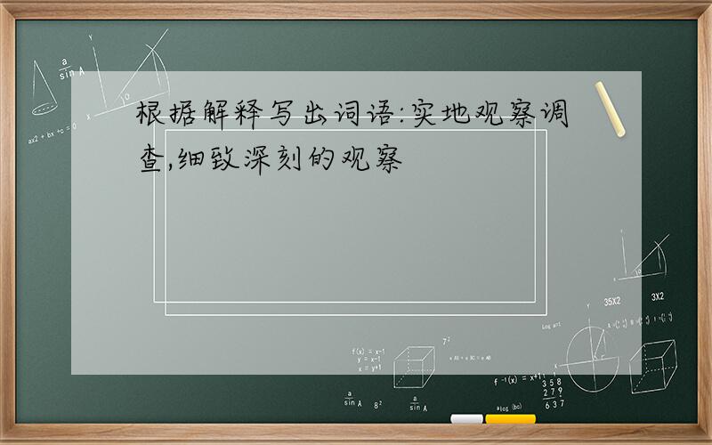 根据解释写出词语:实地观察调查,细致深刻的观察