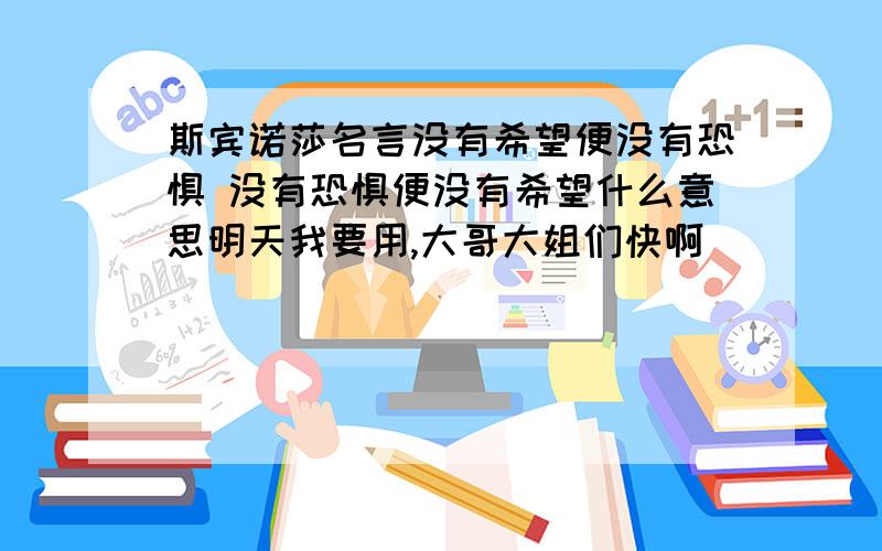 斯宾诺莎名言没有希望便没有恐惧 没有恐惧便没有希望什么意思明天我要用,大哥大姐们快啊