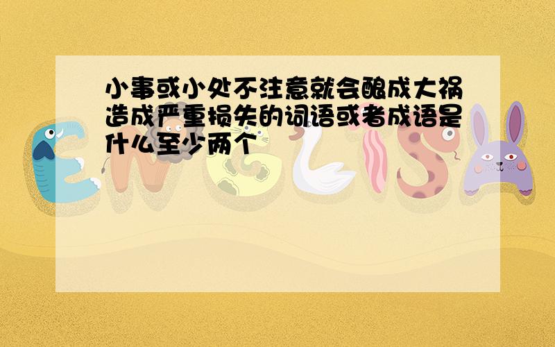 小事或小处不注意就会酿成大祸造成严重损失的词语或者成语是什么至少两个