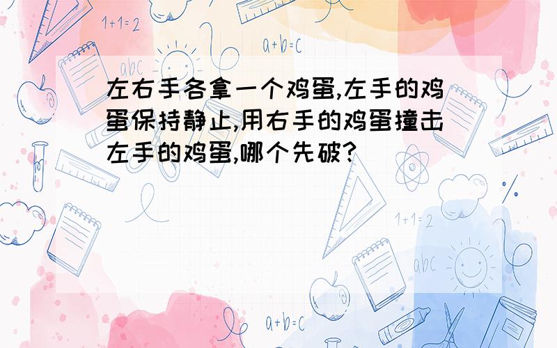 左右手各拿一个鸡蛋,左手的鸡蛋保持静止,用右手的鸡蛋撞击左手的鸡蛋,哪个先破?