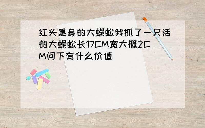 红头黑身的大蜈蚣我抓了一只活的大蜈蚣长17CM宽大概2CM问下有什么价值