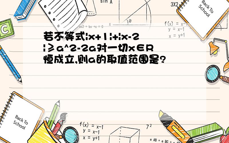 若不等式|x+1|+|x-2|≥a^2-2a对一切x∈R恒成立,则a的取值范围是?