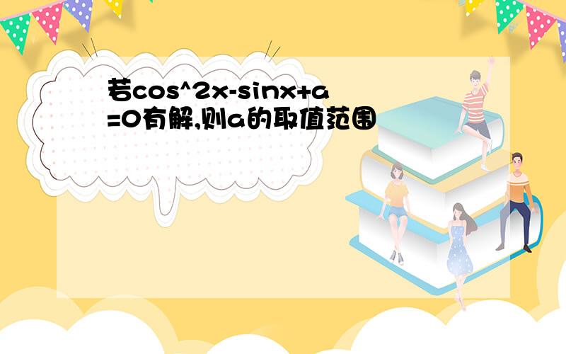 若cos^2x-sinx+a=0有解,则a的取值范围