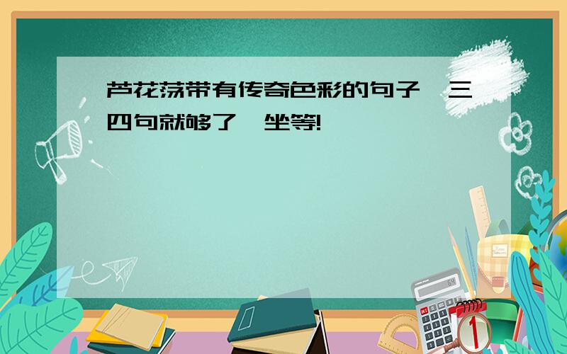 芦花荡带有传奇色彩的句子,三四句就够了,坐等!