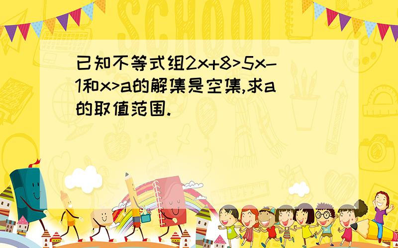 已知不等式组2x+8>5x-1和x>a的解集是空集,求a的取值范围.