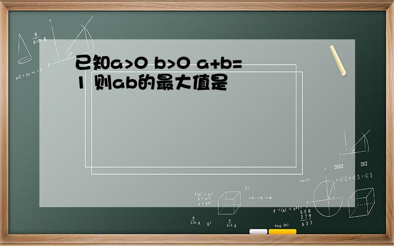 已知a>0 b>0 a+b=1 则ab的最大值是