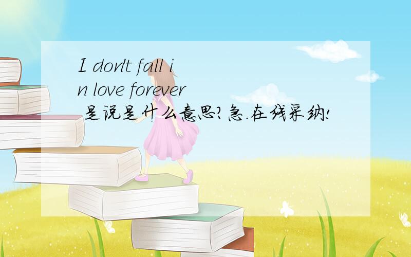 I don't fall in love forever 是说是什么意思?急.在线采纳!