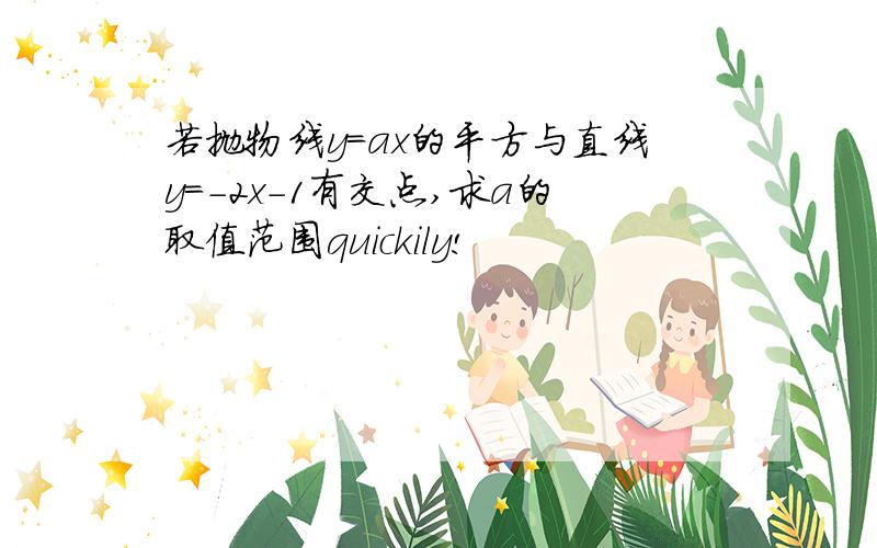 若抛物线y=ax的平方与直线y=-2x-1有交点,求a的取值范围quickily!