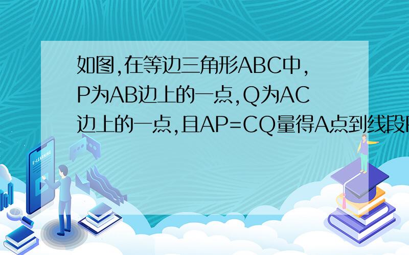 如图,在等边三角形ABC中,P为AB边上的一点,Q为AC边上的一点,且AP=CQ量得A点到线段PQ的中点M的距离是19cm,求PC的长