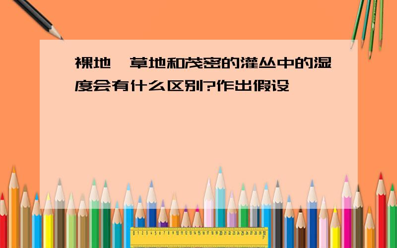 裸地、草地和茂密的灌丛中的湿度会有什么区别?作出假设