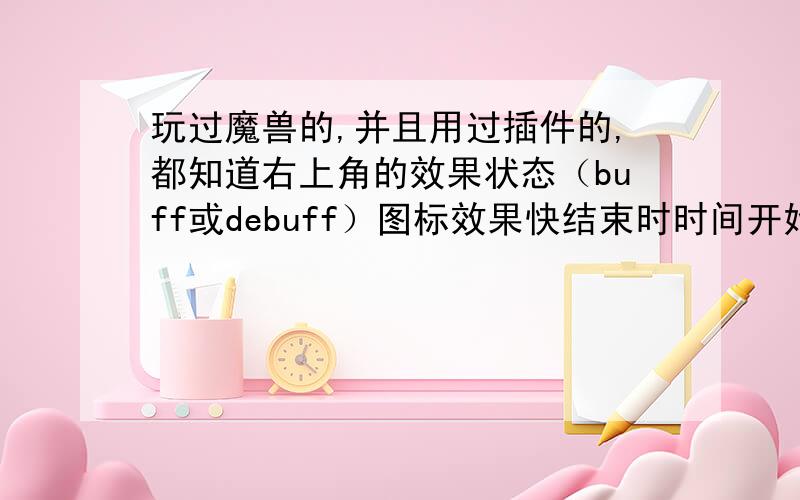 玩过魔兽的,并且用过插件的,都知道右上角的效果状态（buff或debuff）图标效果快结束时时间开始倒数,最后会变为“N/G”