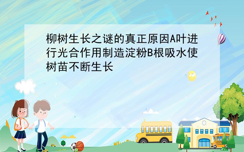 柳树生长之谜的真正原因A叶进行光合作用制造淀粉B根吸水使树苗不断生长