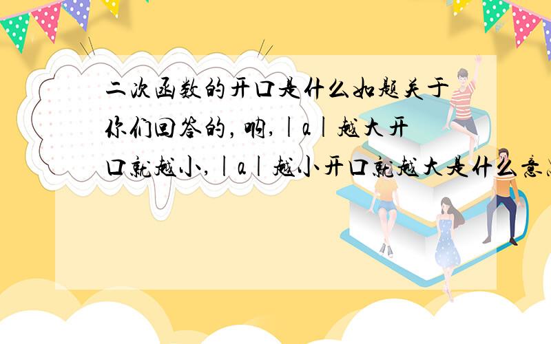 二次函数的开口是什么如题关于你们回答的，呐,|a|越大开口就越小,|a|越小开口就越大是什么意思呢？