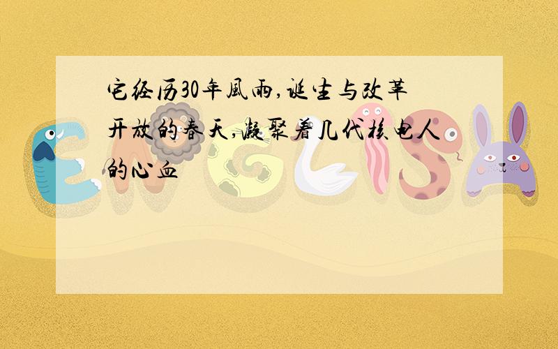 它经历30年风雨,诞生与改革开放的春天,凝聚着几代核电人的心血