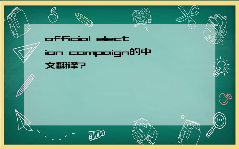 official election campaign的中文翻译?