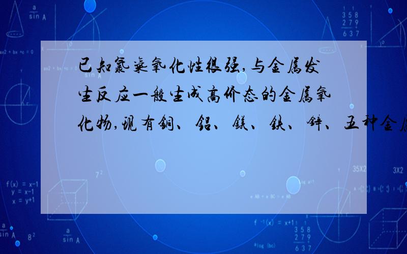 已知氯气氧化性很强,与金属发生反应一般生成高价态的金属氧化物,现有铜、铝、镁、铁、锌、五种金属中的两22届天原杯25题 求详解已知氯气氧化性很强,与金属发生反应一般生成高价态的