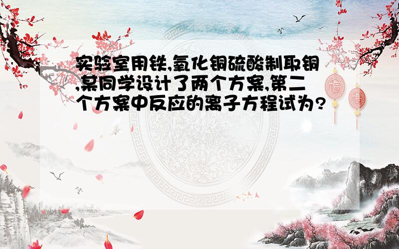 实验室用铁,氧化铜硫酸制取铜,某同学设计了两个方案,第二个方案中反应的离子方程试为?