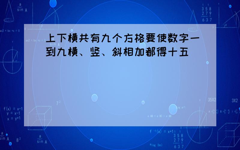 上下横共有九个方格要使数字一到九横、竖、斜相加都得十五