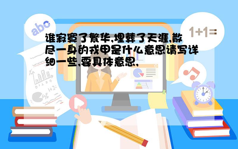 谁寂寞了繁华,埋葬了天涯,散尽一身的戎甲是什么意思请写详细一些,要具体意思,