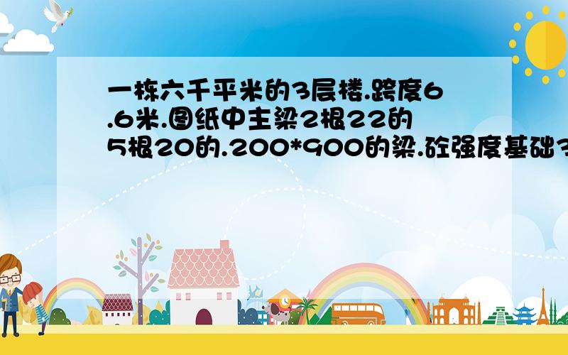 一栋六千平米的3层楼.跨度6.6米.图纸中主梁2根22的5根20的.200*900的梁.砼强度基础35,梁、板C30 .能不能优化图纸.砼强度能否降低.配筋能否降低,节约成本?