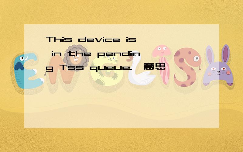 This device is in the pending Tss queue.嘛意思