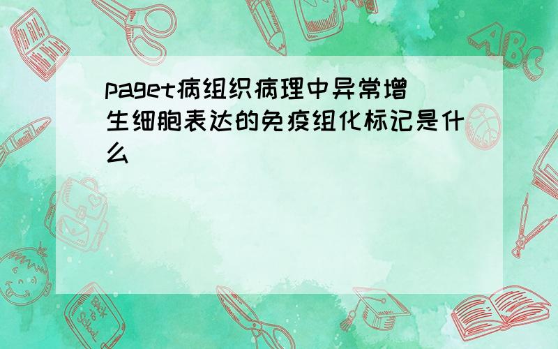 paget病组织病理中异常增生细胞表达的免疫组化标记是什么