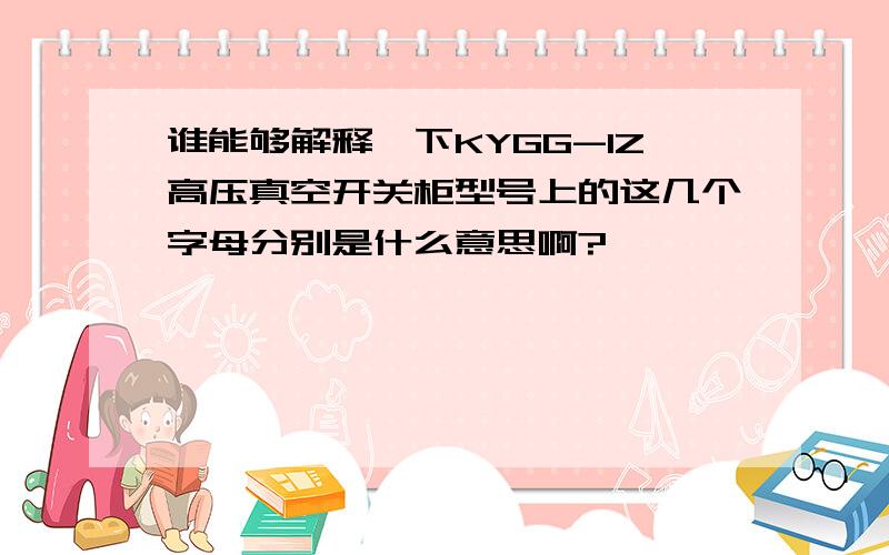 谁能够解释一下KYGG-1Z高压真空开关柜型号上的这几个字母分别是什么意思啊?