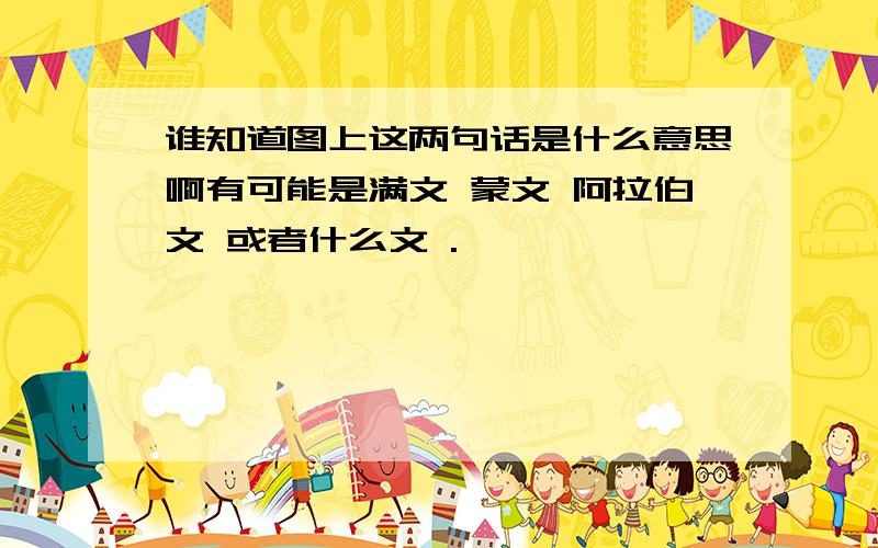 谁知道图上这两句话是什么意思啊有可能是满文 蒙文 阿拉伯文 或者什么文 .