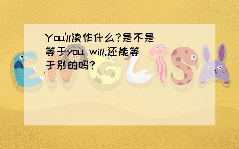 You'll读作什么?是不是等于you will,还能等于别的吗?