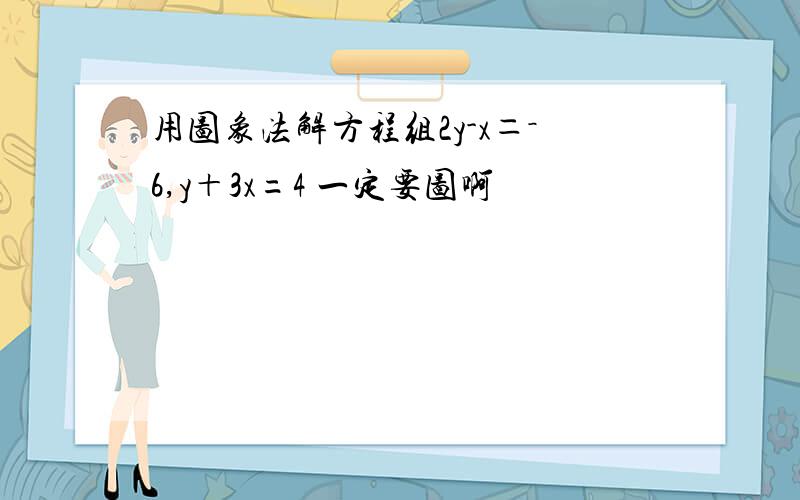 用图象法解方程组2y-x＝－6,y＋3x=4 一定要图啊